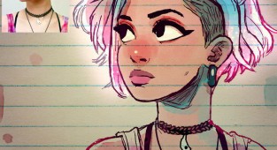 Художник рисует портреты незнакомцев в стиле Аниме